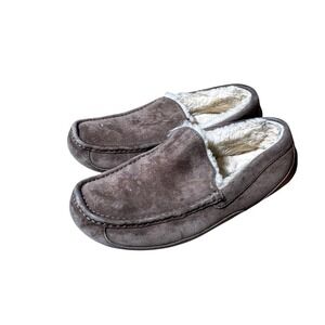 UGG‎ Australia Suede Leather Brown Cozy Warm Slip On Loafers Slippers